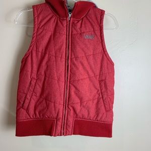 Red Vans puffer vest with hood